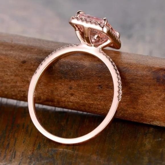 NEW 18K Rose Gold  Square Halo Ring - Picture 3 of 6